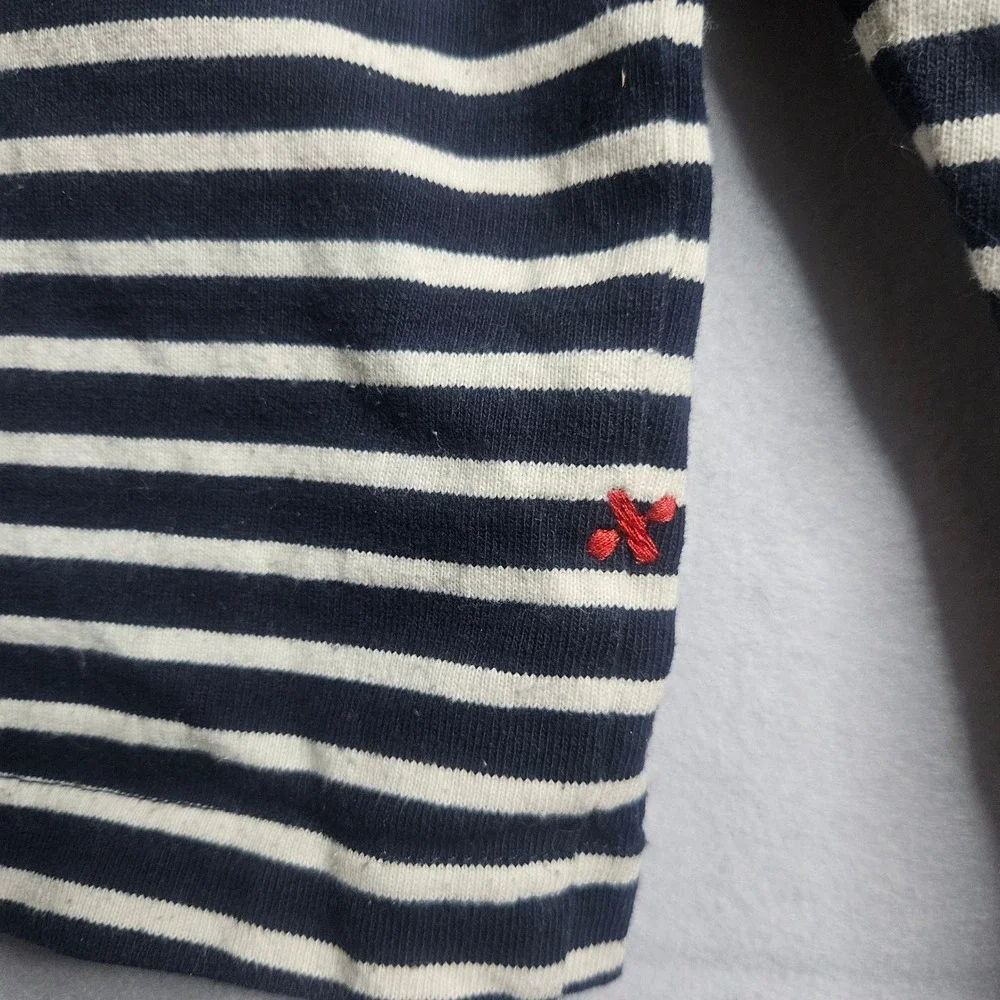 Alex Mill Mens Large Striped Henley Shirt Navy Blue White Cotton Long Sleeve L